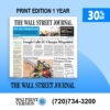 Wall Street Journal Print Edition Subscription 1 Year 6-days a week delivery