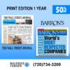 WSJ and Barron's Print Newspaper Subscription at 50% Off
